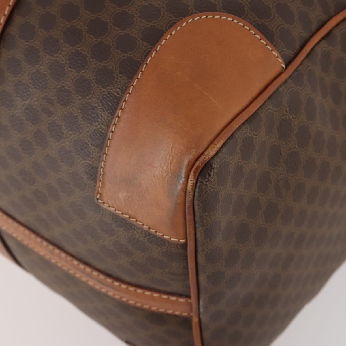 Celine Vintage Duffle Canvas And Leather Brown Canvas Travel Bag Bag (Pre-Owned)