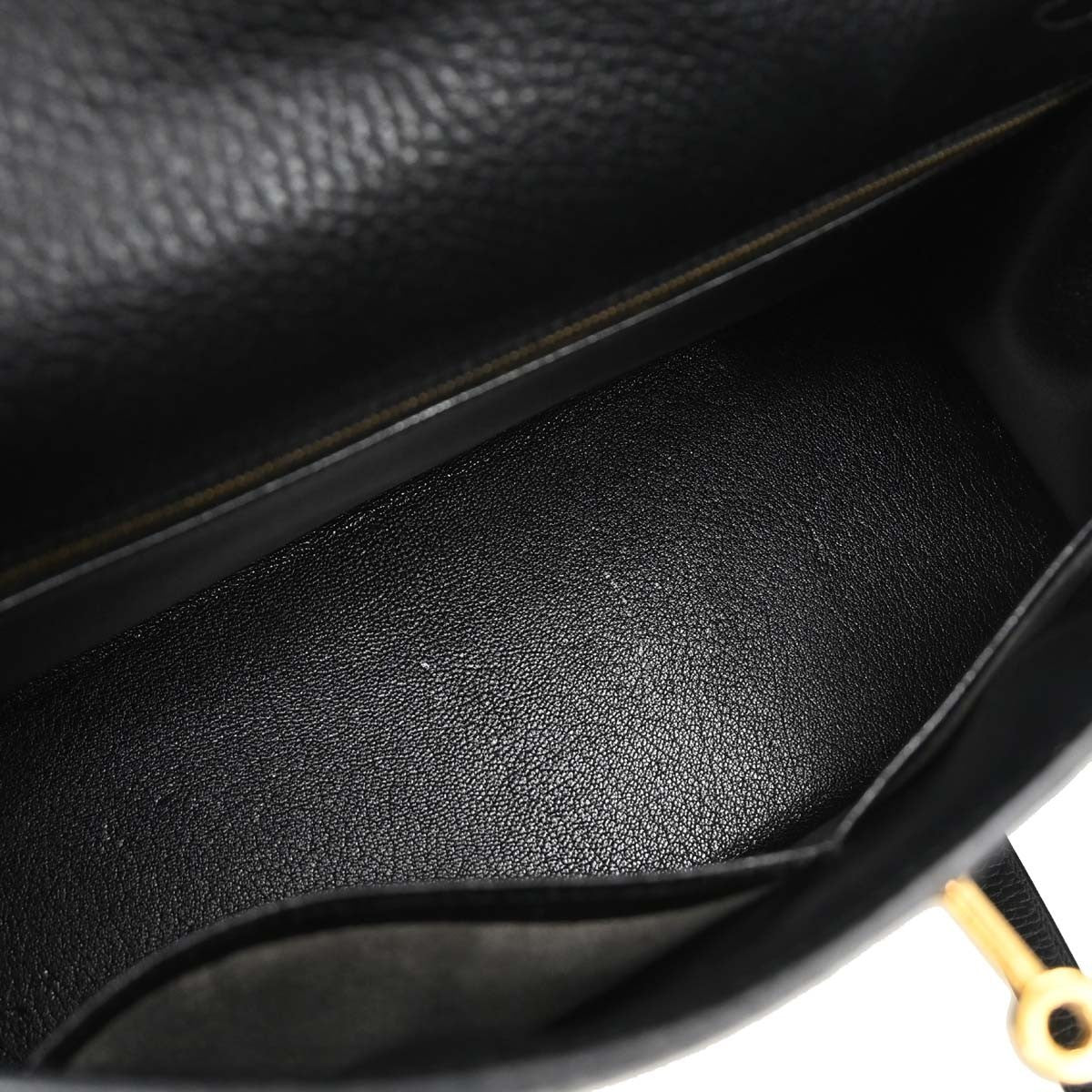 Hermes Kelly Black Ardennes With Gold Hardware Black Leather Handbag (Pre-Owned)