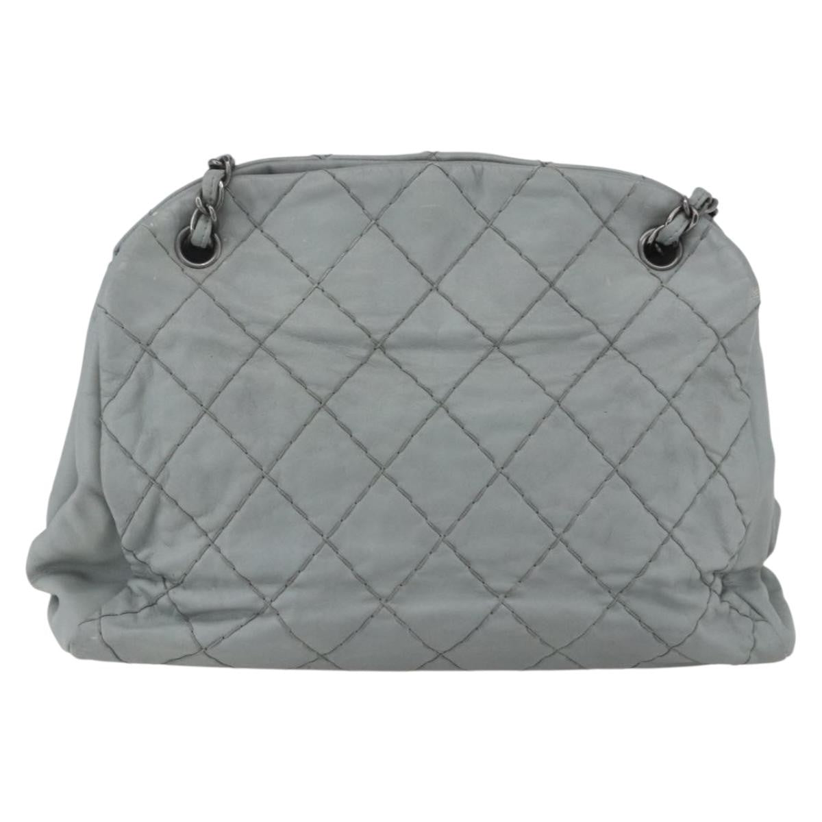 Chanel Just Mademoiselle Quilted Leather Gray Leather Shoulder Bag Bag (Pre-Owned)