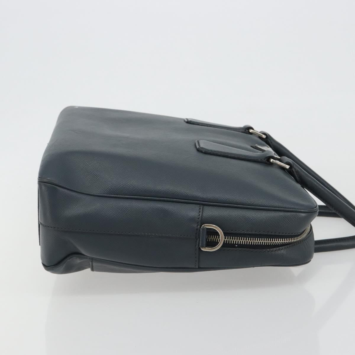 Prada Zip Around Saffiano Leather Navy Leather Briefcase Bag (Pre-Owned)