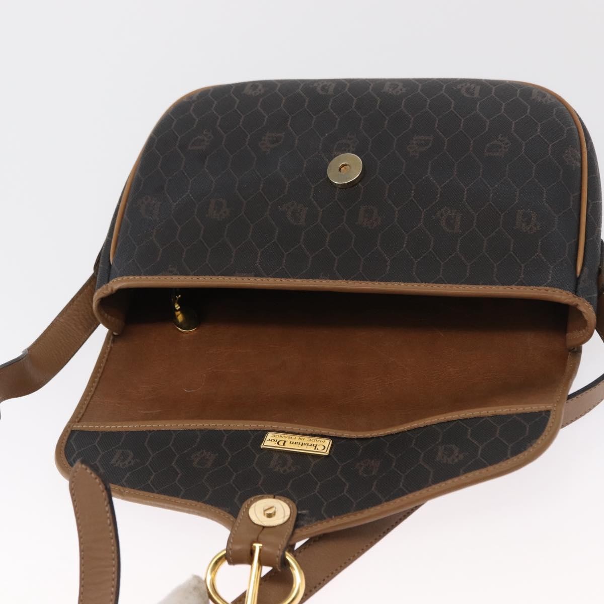 Christian Dior Vintage Honeycomb Flap Canvas And Leather Black Canvas Shoulder Bag Bag (Pre-Owned)