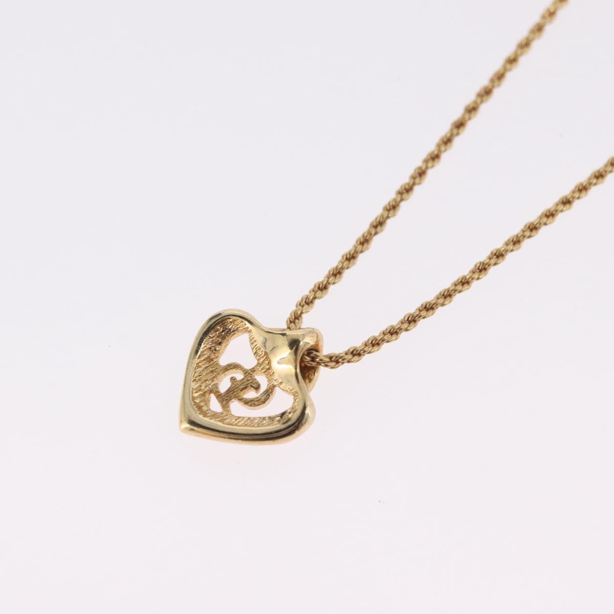 Christian Dior Vintage Cd Heart Pendant Metal Gold Metal Necklace Jewelry (Pre-Owned)