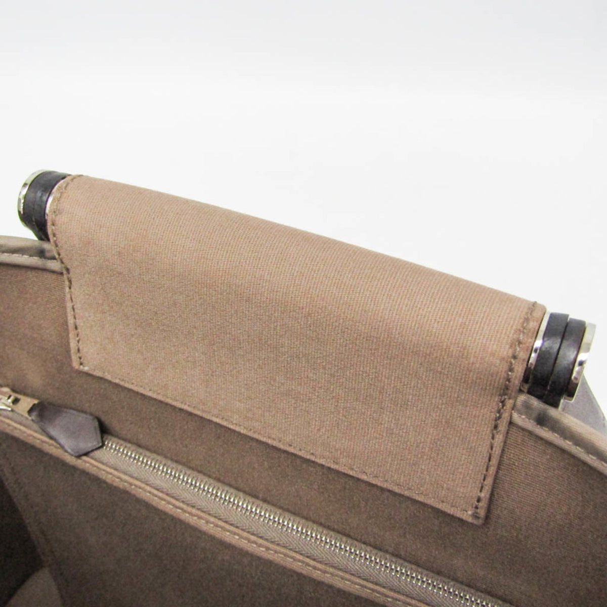 Hermes Cabag Toile And Leather Brown Canvas Handbag (Pre-Owned)