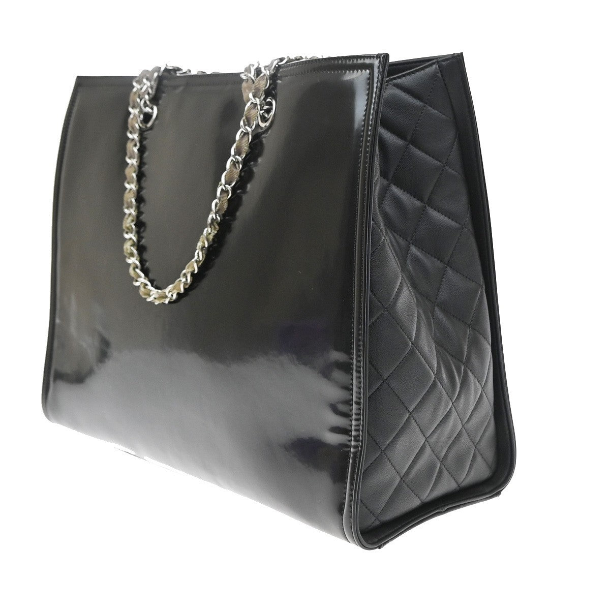Chanel Lipstick Open Patent Vinyl Black Patent_Leather Tote Bag Bag (Pre-Owned)
