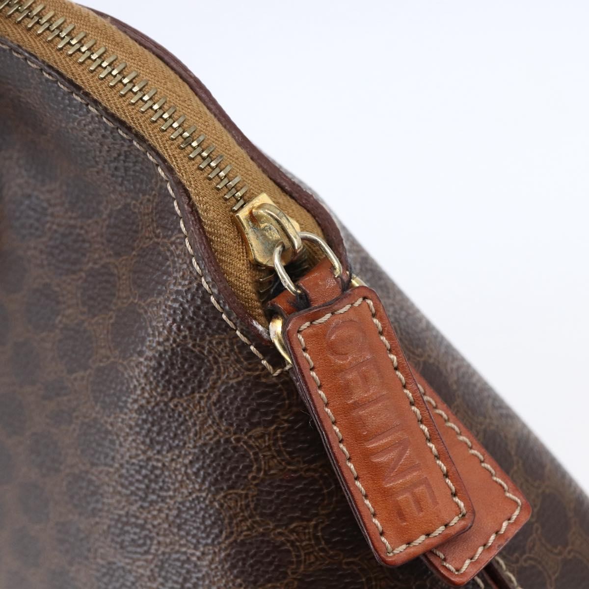 Celine Vintage Macadam Canvas Brown Canvas Handbag (Pre-Owned)