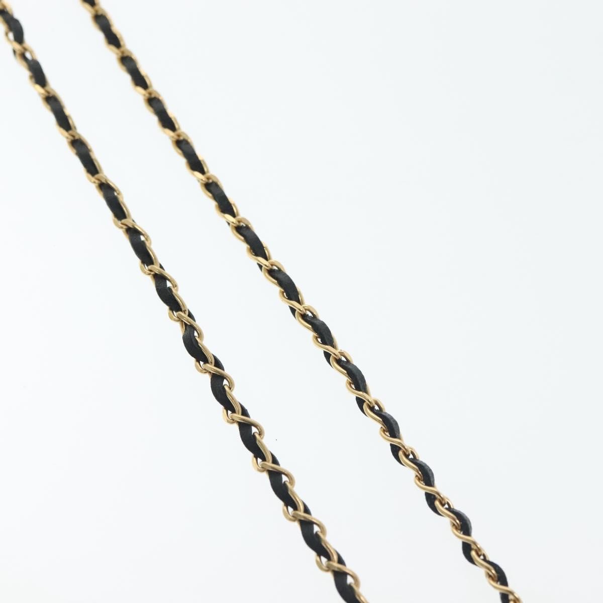 Chanel Cc Perfume Bottle Pendant Chain Long Metal With Leather, Crystals And Faux Pearl Gold Metal Necklace Jewelry (Pre-Owned)