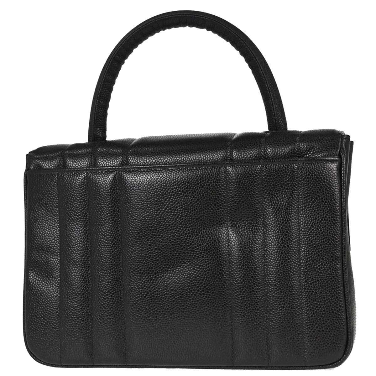 Chanel Vintage Top Handle Vertical Quilt Caviar Black Leather Handbag (Pre-Owned)
