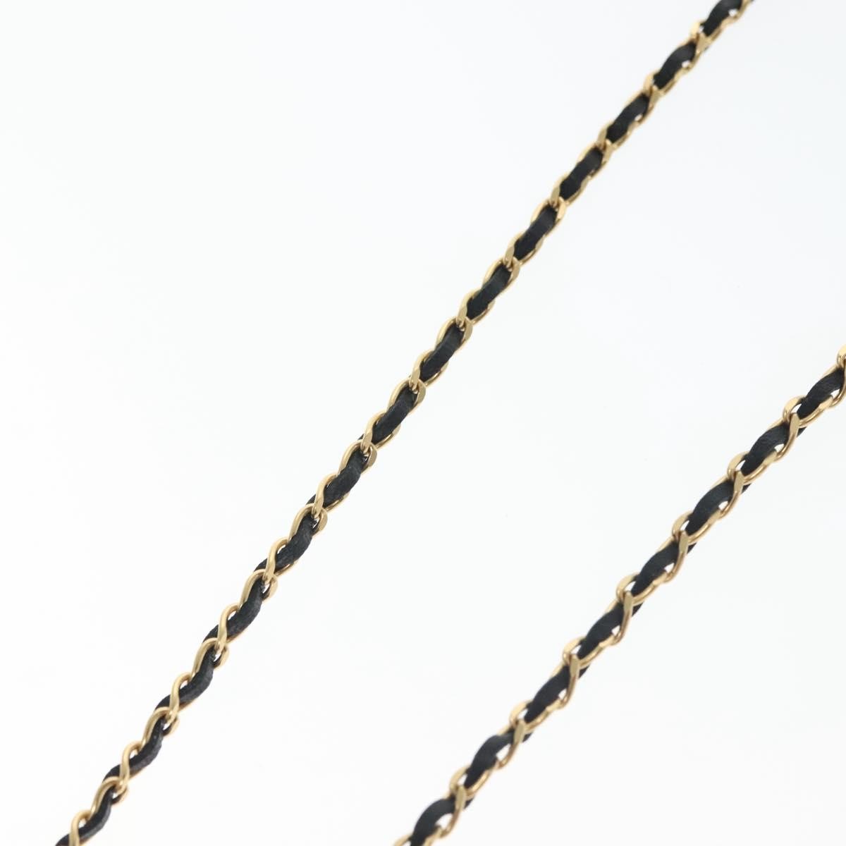 Chanel Cc Perfume Bottle Pendant Chain Long Metal With Leather, Crystals And Faux Pearl Gold Metal Necklace Jewelry (Pre-Owned)