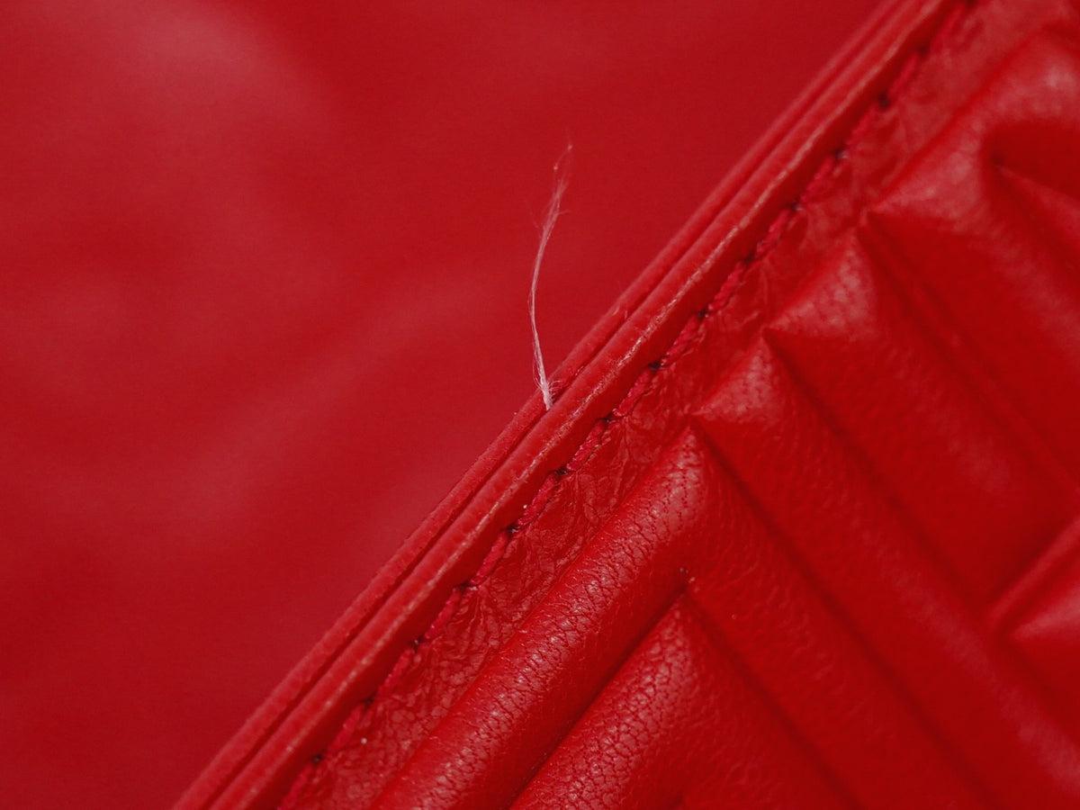 Fendi Mamma Baguette Leather Red Leather Handbag (Pre-Owned)