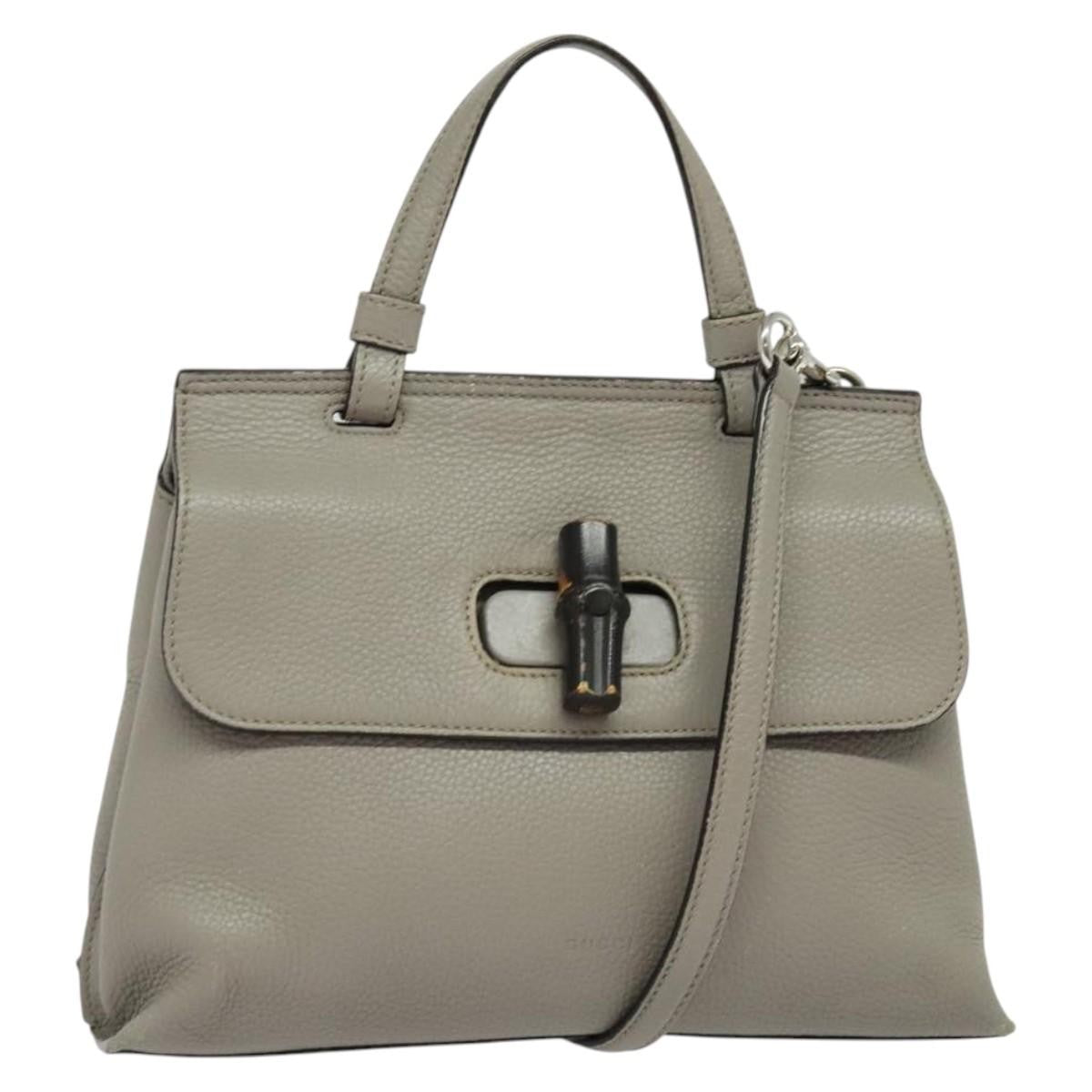 Gucci Bamboo Daily Top Handle Leather Gray Leather Shoulder Bag Bag (Pre-Owned)