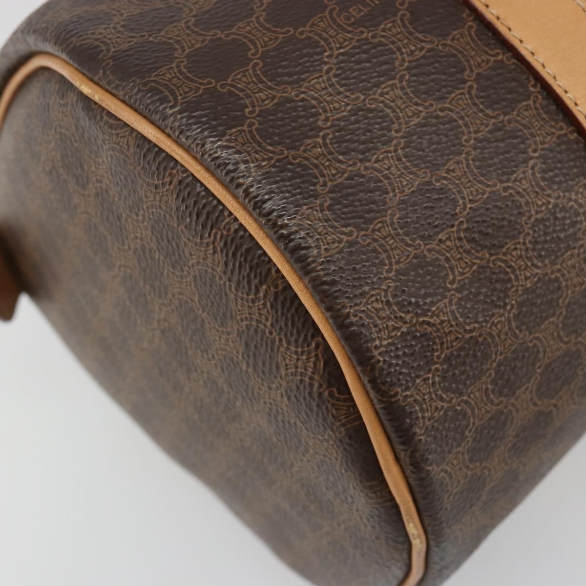 Celine Vintage Barrel Macadam Canvas & Leather Brown Pvc Handbag (Pre-Owned)