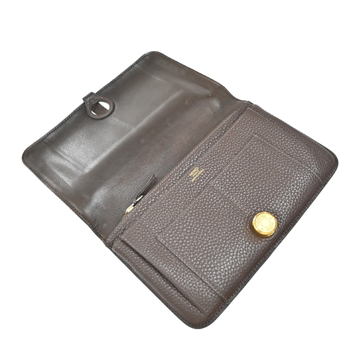 Hermes Dogon Compact Leather Brown Leather Wallets Accessory (Pre-Owned)