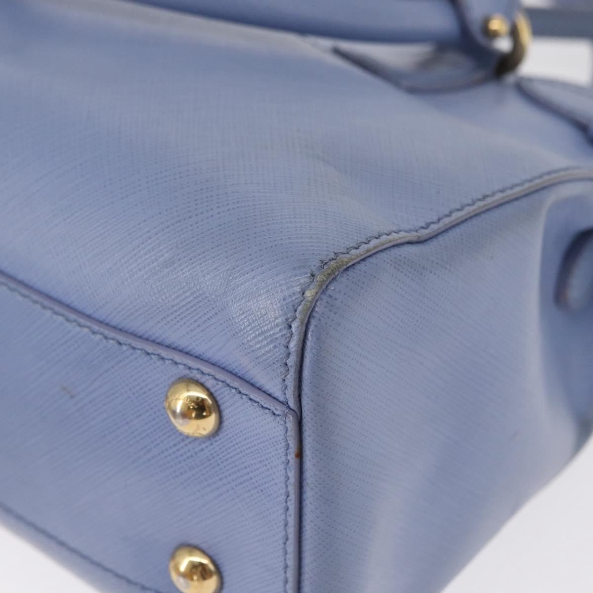 Salvatore Ferragamo Beky Tote Saffiano Leather Blue Leather Handbag (Pre-Owned)