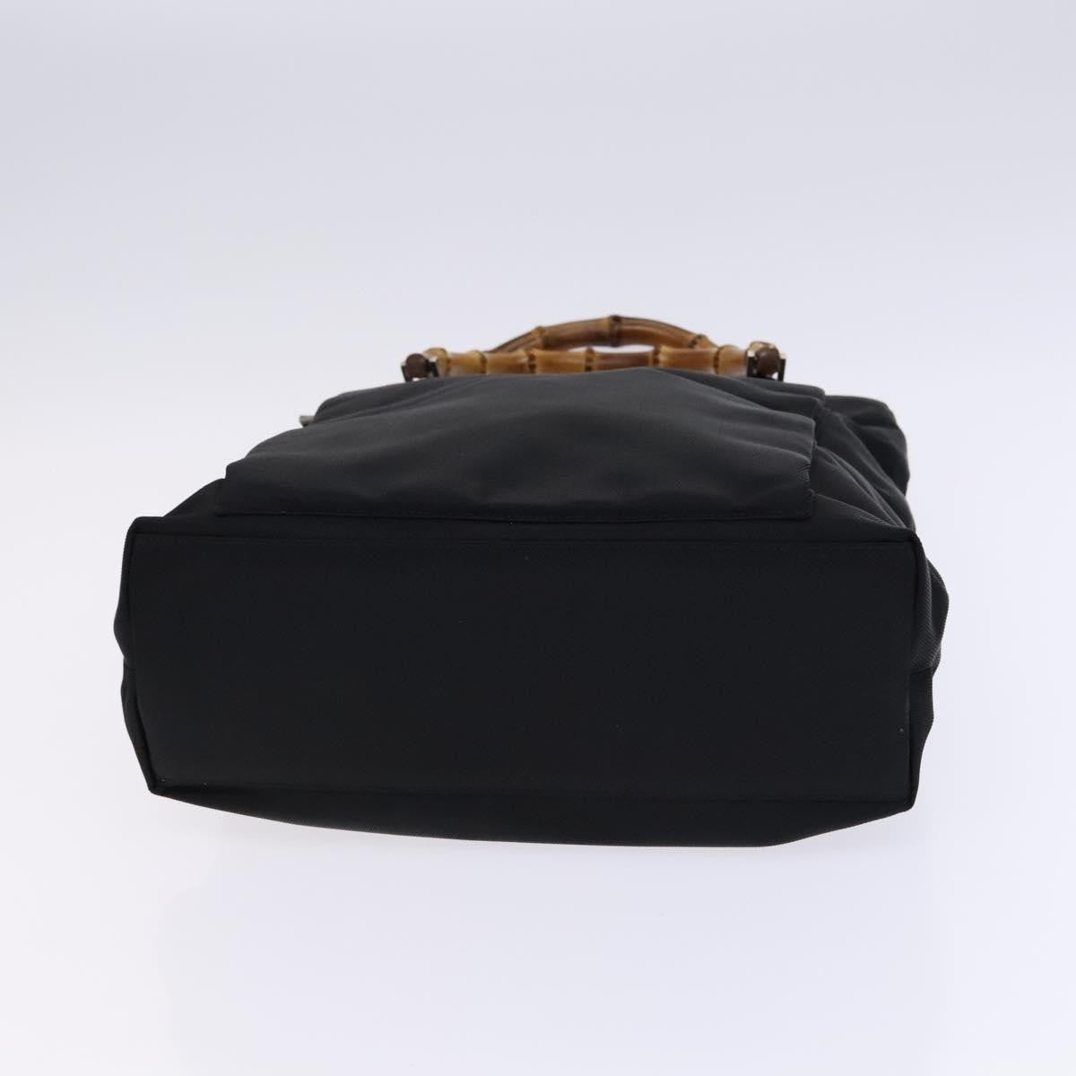 Gucci Vintage Bamboo Handle Nylon Black Nylon Tote Bag Bag (Pre-Owned)