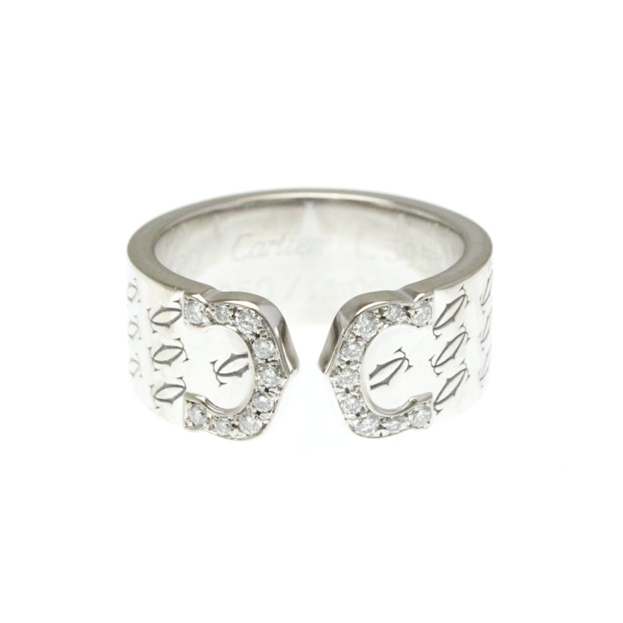 Cartier 2C De Cartier 18K White Gold Silver White_Gold Ring Jewelry (Pre-Owned)