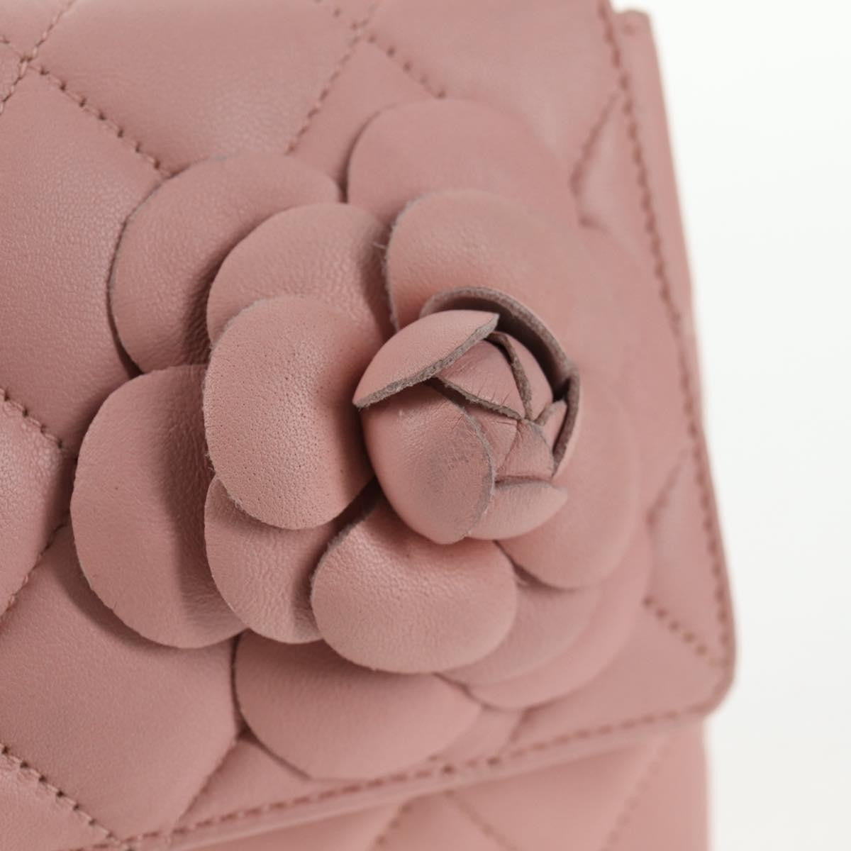 Chanel Vintage Camellia Flap Quilted Lambskin Pink Leather Bag (Pre-Owned)