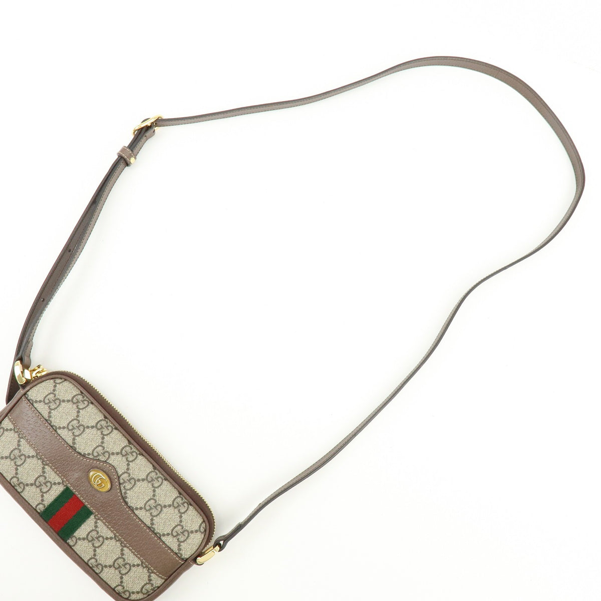Gucci Ophidia Gg Coated Canvas Brown Leather Crossbody Bag Bag (Pre-Owned)