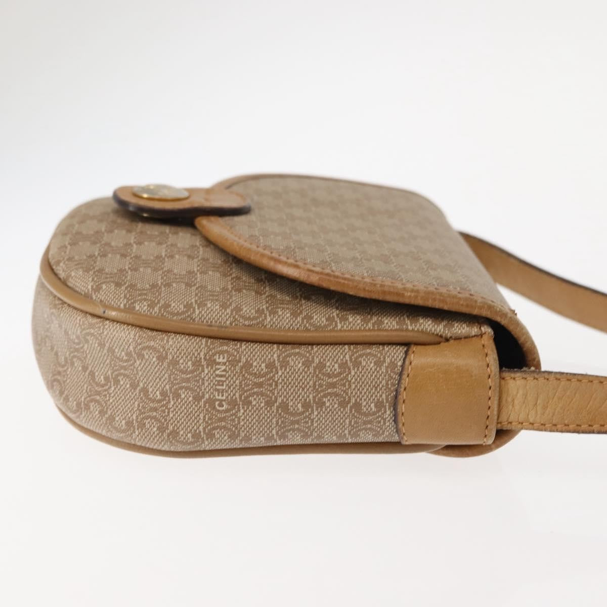 Celine Vintage Macadam Canvas And Leather Beige Canvas Shoulder Bag Bag (Pre-Owned)