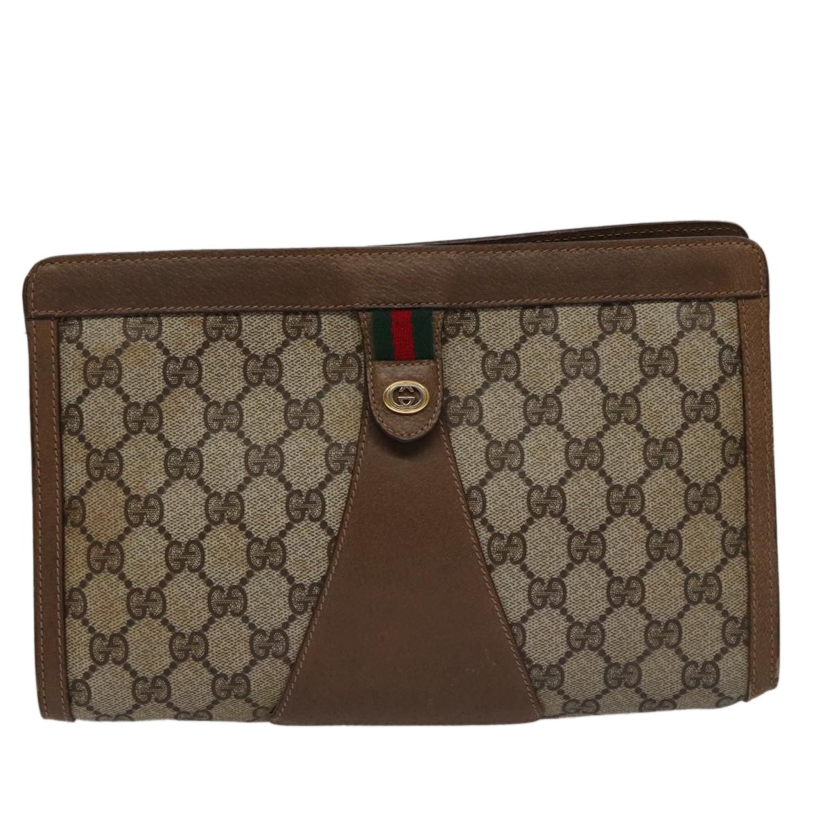 Gucci Sherry Line Canvas Beige Canvas Clutche & Pouche Bag (Pre-Owned)