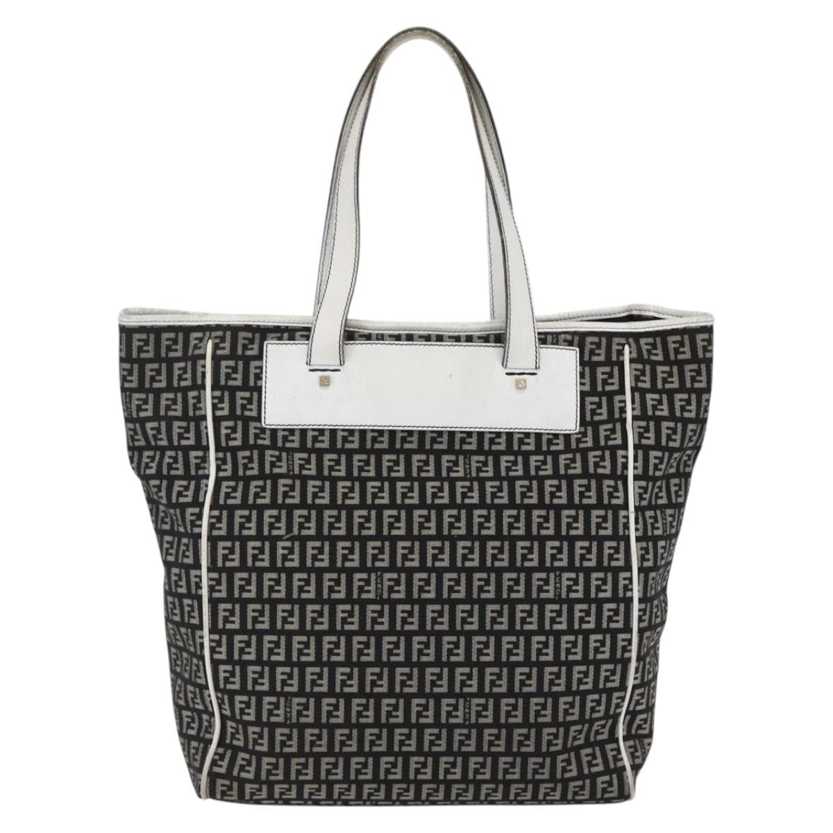 Fendi Zucca Tote Canvas Black Canvas Tote Bag Bag (Pre-Owned)