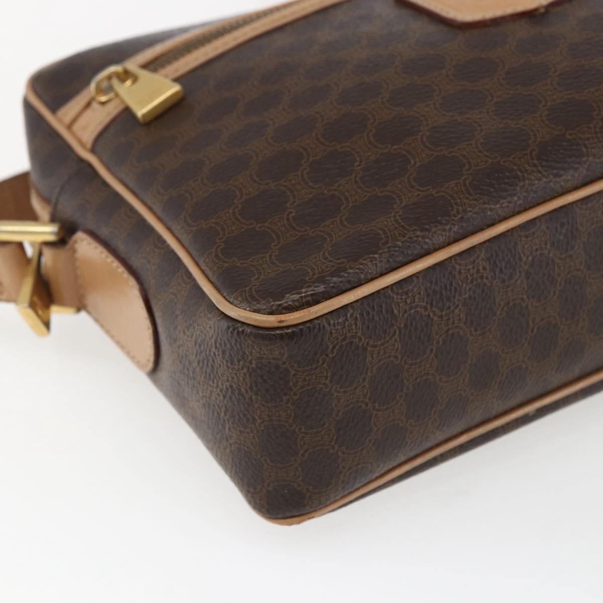 Celine Vintage Macadam Canvas And Leather Brown Canvas Shoulder Bag Bag (Pre-Owned)