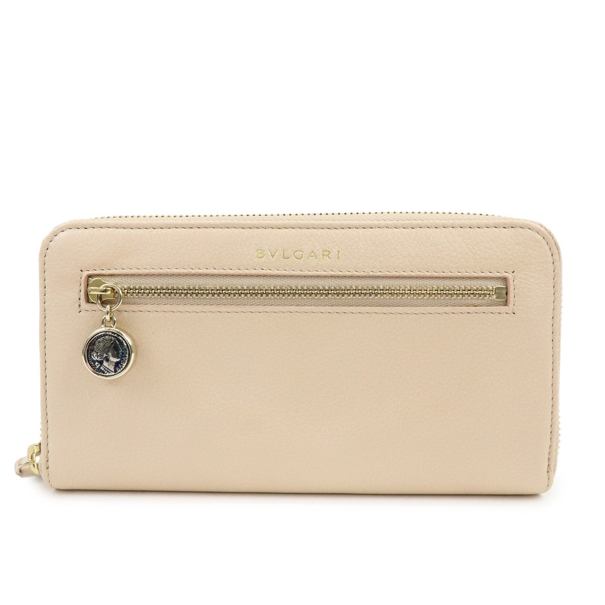 Bvlgari Serpenti Forever Zip Around Leather Beige Leather Wallets Accessory (Pre-Owned)