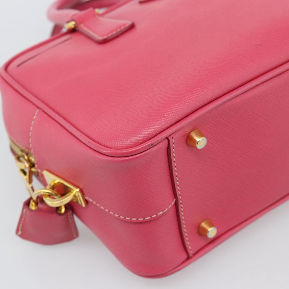 Prada Bauletto Saffiano Leather Pink Leather Handbag (Pre-Owned)