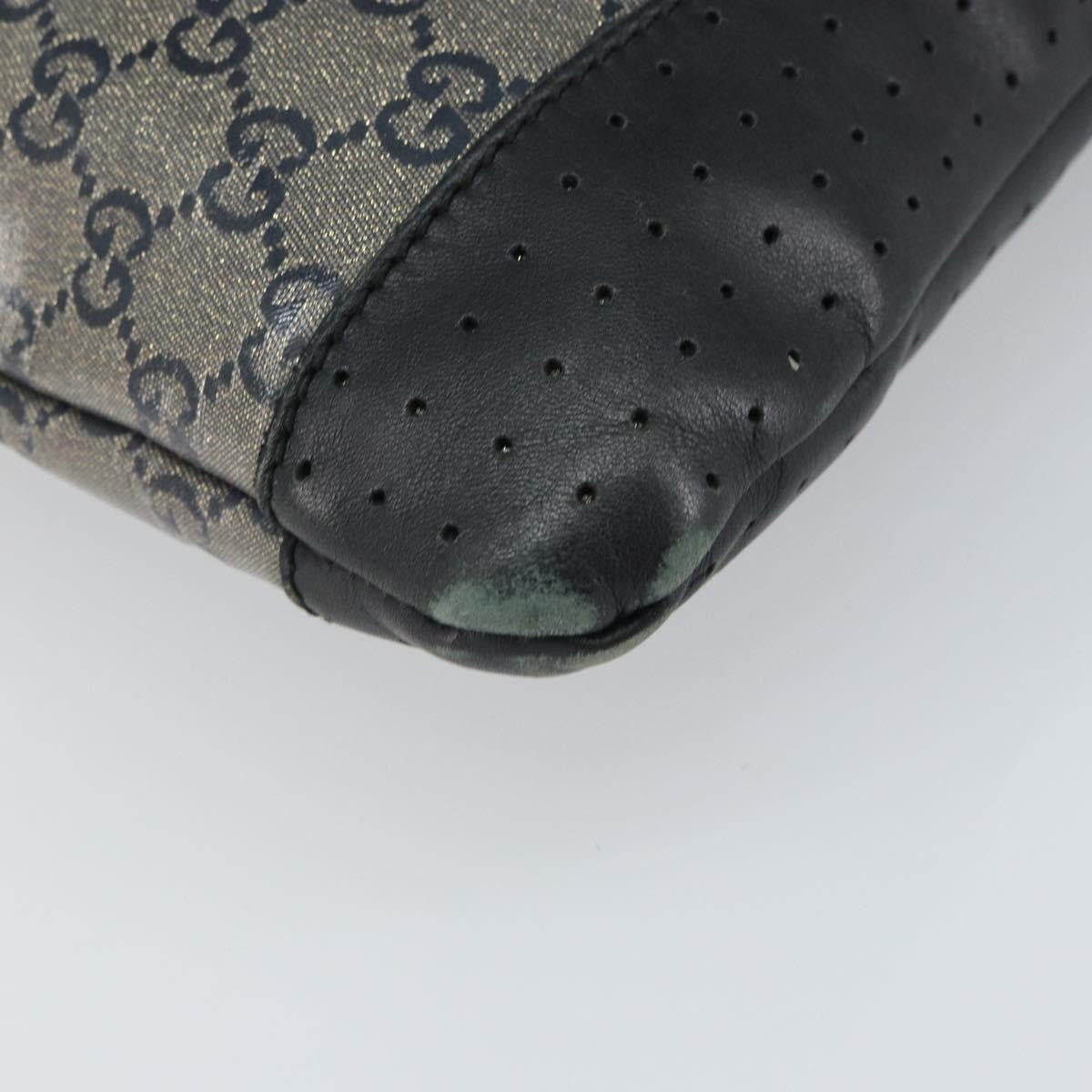 Gucci Zip Messenger Gg Canvas With Perforated Leather Navy Canvas Shoulder Bag Bag (Pre-Owned)