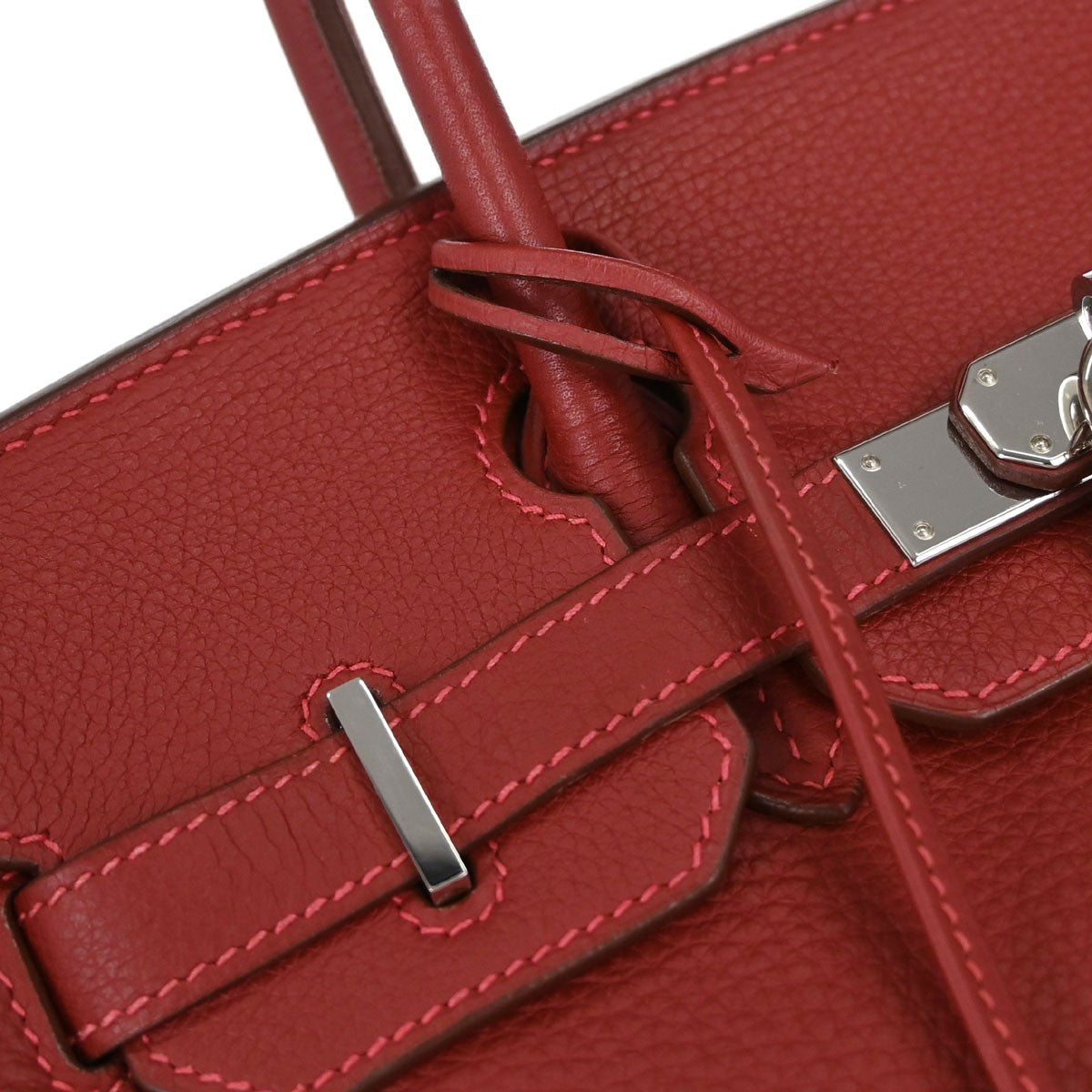 Hermes Birkin Red Togo With Palladium Hardware Red Leather Handbag (Pre-Owned)