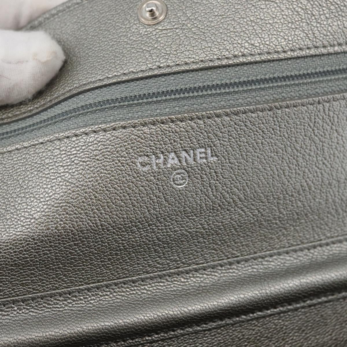 Chanel Round Cc Wallet On Chain Goatskin Silver Leather Crossbody Bag Bag (Pre-Owned)