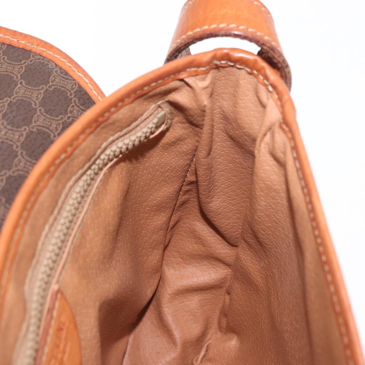 Celine Vintage Macadam Canvas And Leather Brown Canvas Shoulder Bag Bag (Pre-Owned)