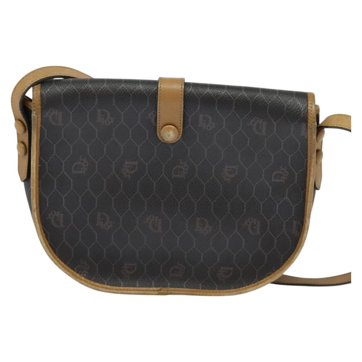 Christian Dior Vintage Honeycomb Flap Canvas And Leather Black Canvas Shoulder Bag Bag (Pre-Owned)