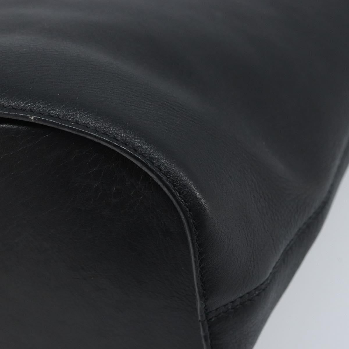 Celine Circle Logo Leather Black Leather Handbag (Pre-Owned)