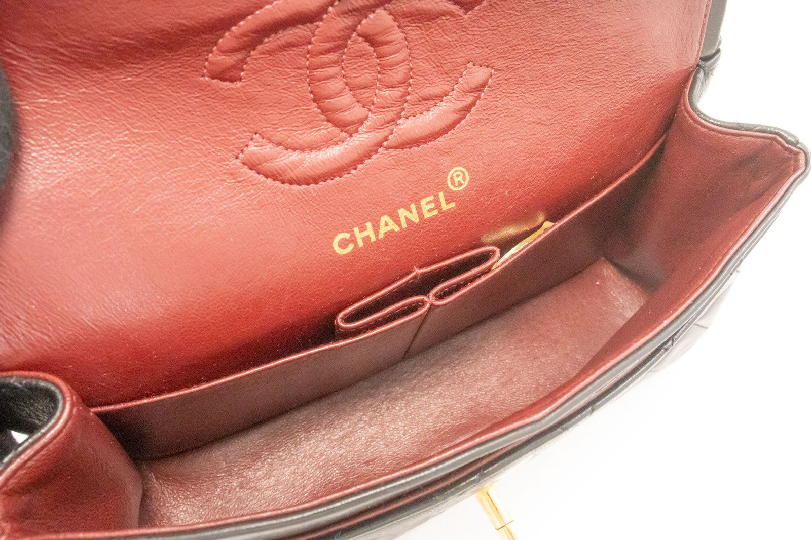Chanel Vintage Classic Double Flap Quilted Lambskin Black Leather Shoulder Bag Bag (Pre-Owned)