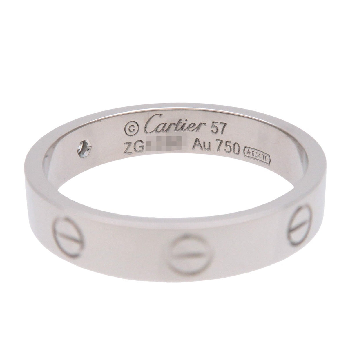 Cartier Love 1 Diamond Band Platinum With Diamond Silver White_Gold Ring Jewelry (Pre-Owned)