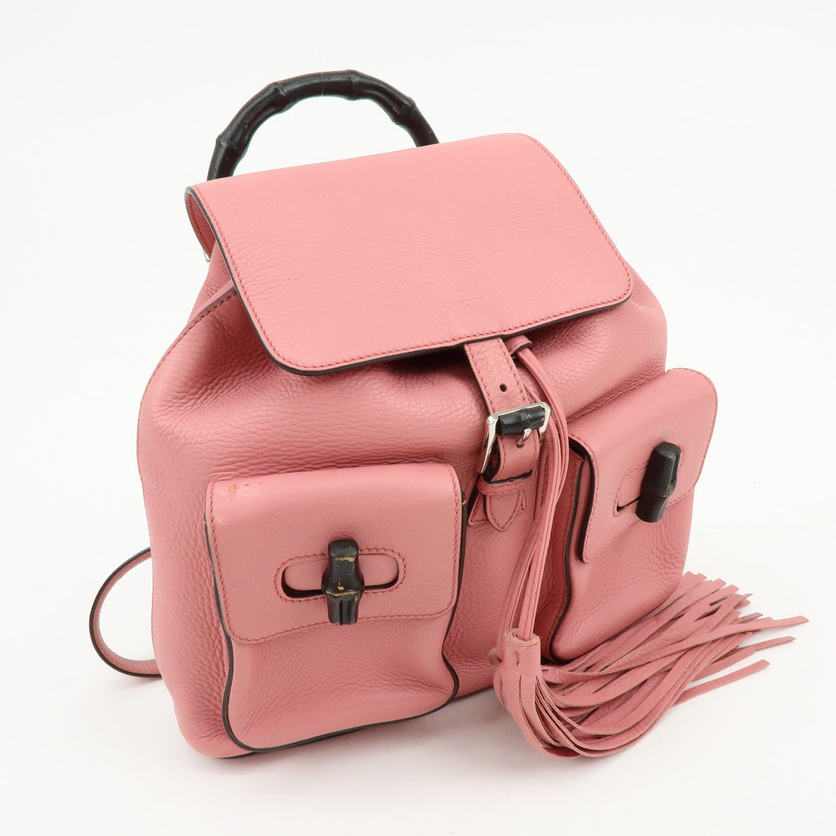 Gucci Bamboo Tassel Leather Pink Leather Backpack Bag (Pre-Owned)