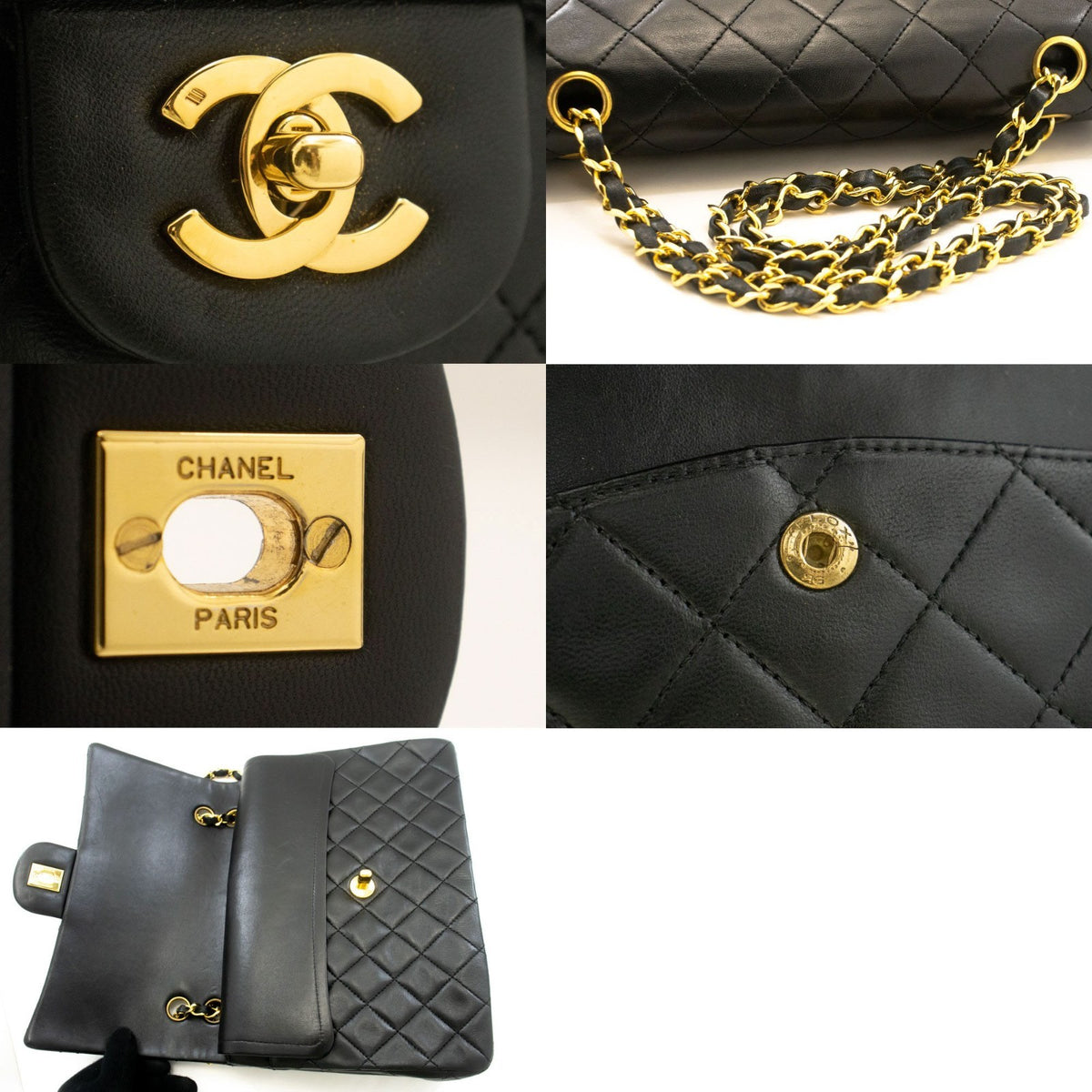 Chanel Timeless - Classic Double Flap Leather Black Leather Handbag (Pre-Owned)