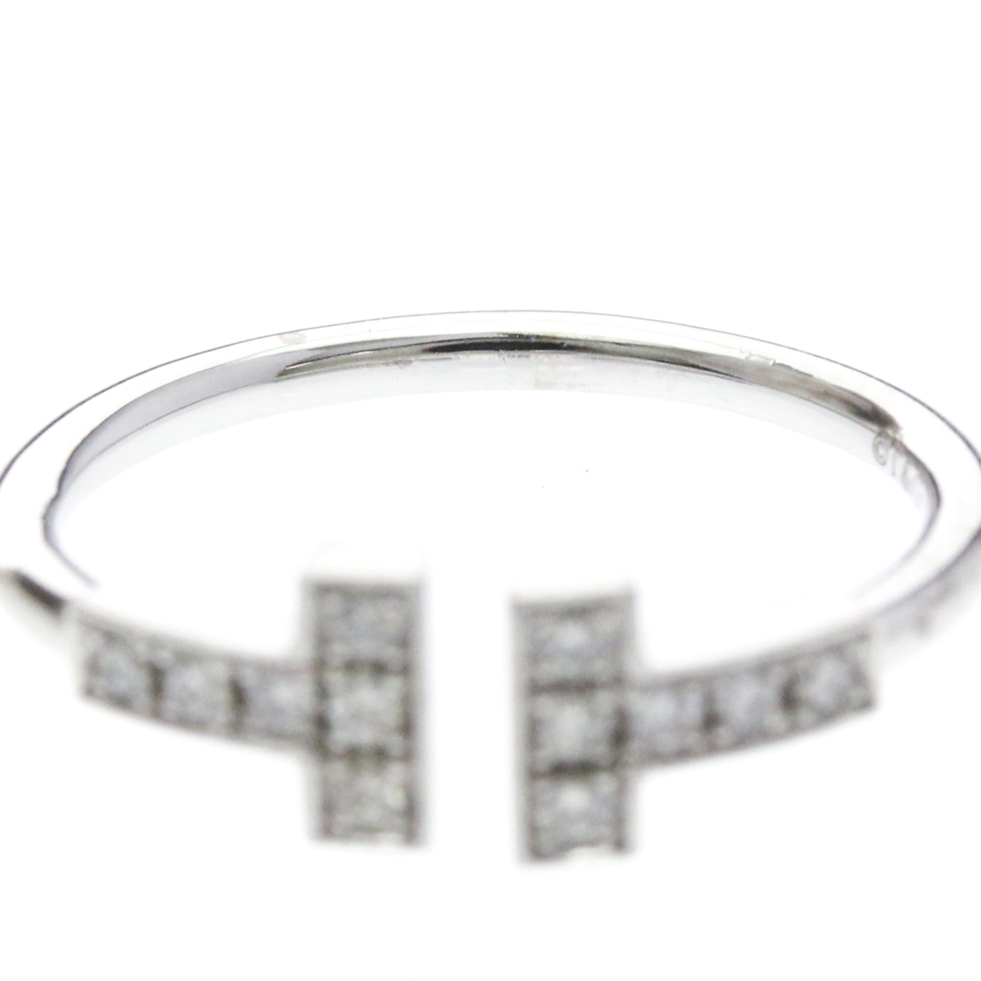 Tiffany & Co. T Wire 18K White Gold Silver White_Gold Ring Jewelry (Pre-Owned)