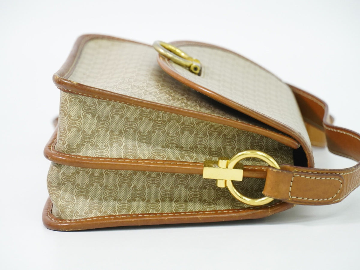Celine Vintage Macadam Canvas And Leather Beige Canvas Shoulder Bag Bag (Pre-Owned)