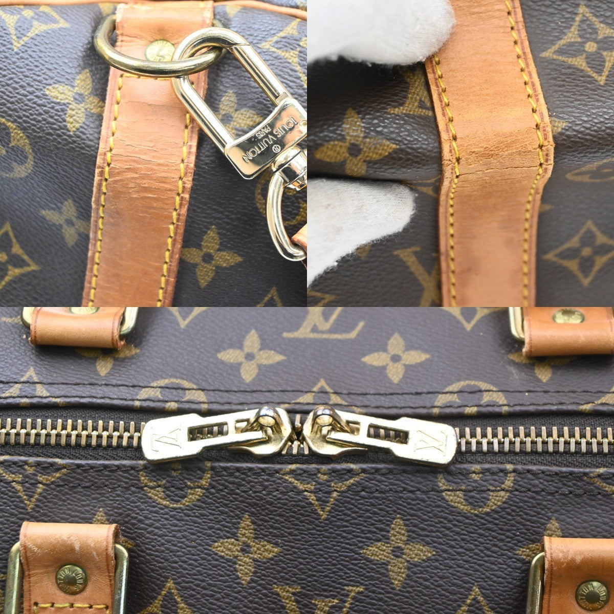 Louis Vuitton Keepall Bandoulière Monogram Brown Leather Travel Bag Bag (Pre-Owned)