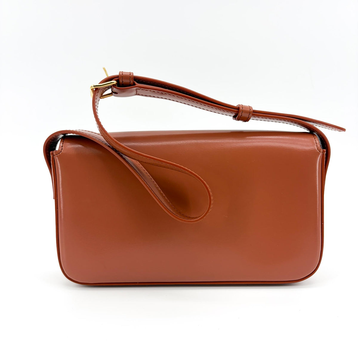 Celine Triomphe East-West Smooth Calfskin Brown Leather Shoulder Bag Bag (Pre-Owned)