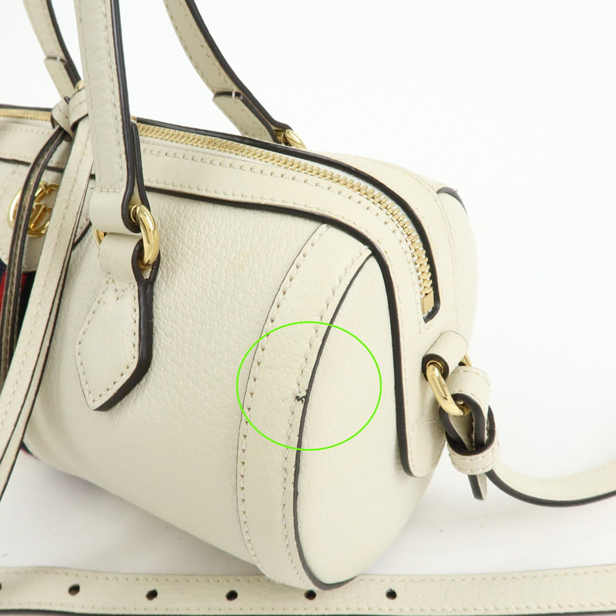Gucci Ophidia Boston Leather White Leather Handbag (Pre-Owned)