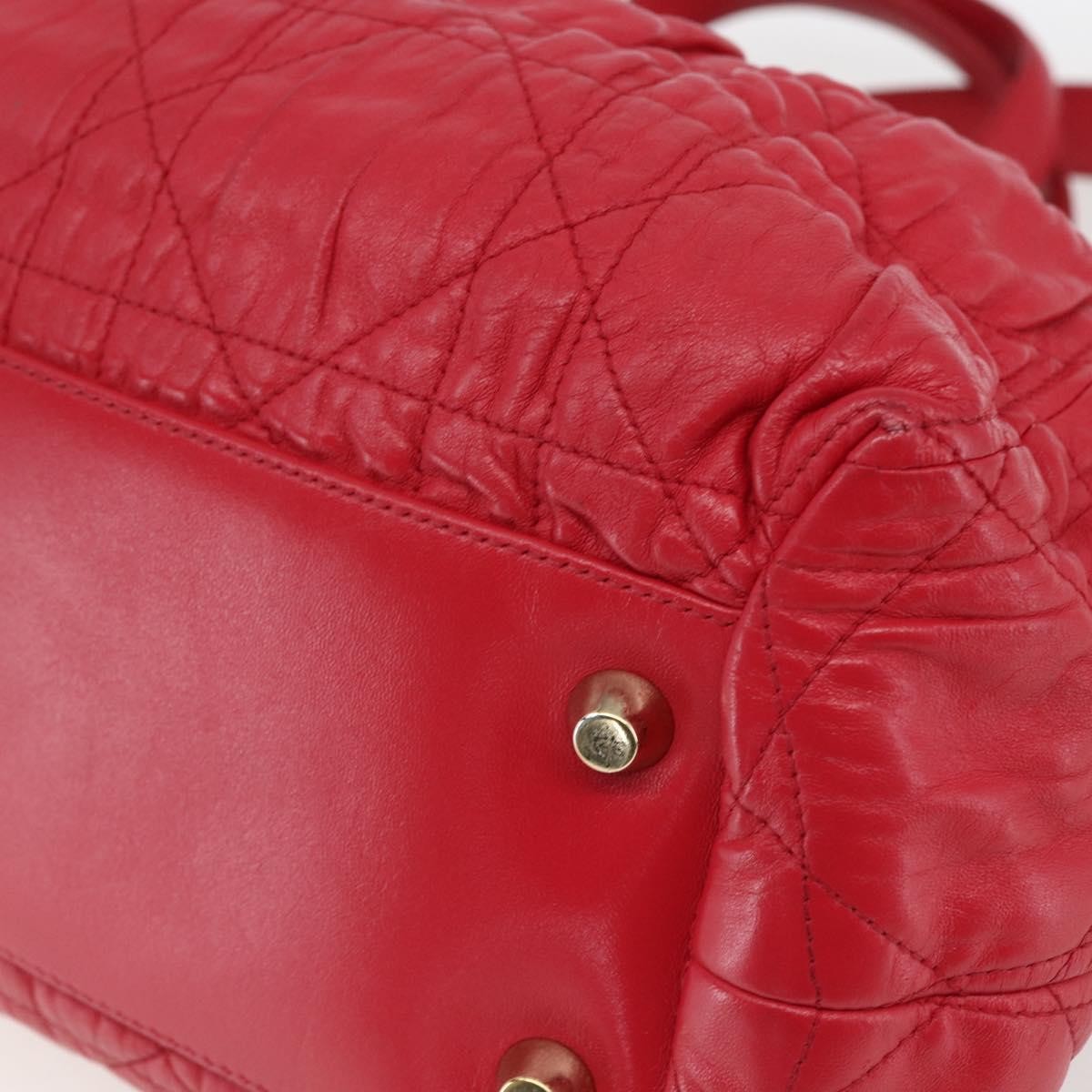 Christian Dior Delices Cannage Quilt Leather Red Leather Tote Bag Bag (Pre-Owned)