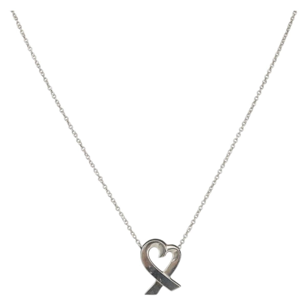 Tiffany & Co. Paloma Picasso Loving Heart Pendant Silver 925 Silver Silver Necklace Jewelry (Pre-Owned)