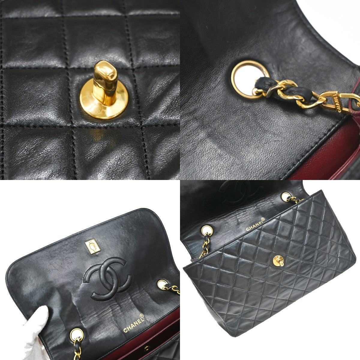 Chanel Chanel Matelassé Cuir Noir Black Leather Black Leather Shoulder Bag Bag (Pre-Owned)