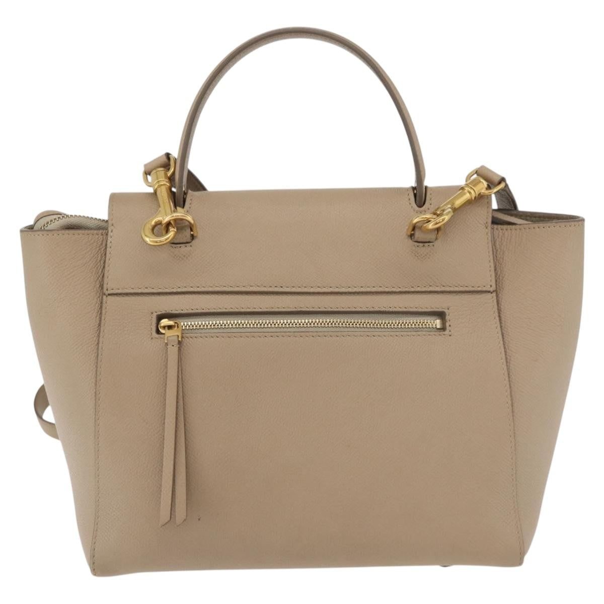Celine Belt Calfskin Beige Leather Handbag (Pre-Owned)