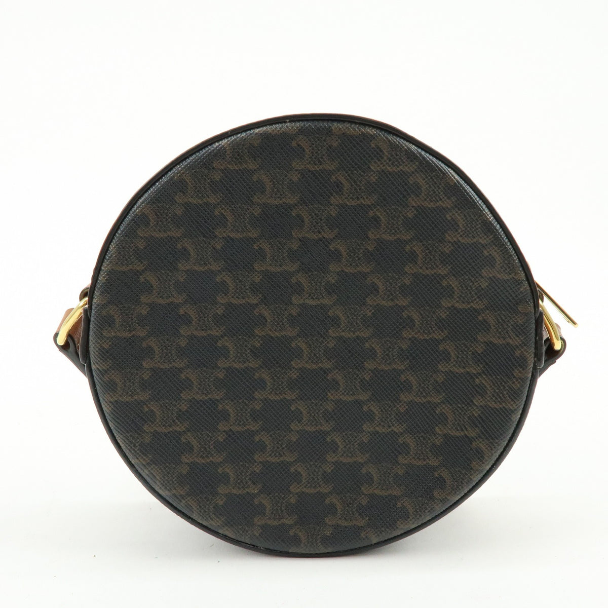 Celine Round Purse On Strap Triomphe Coated Canvas Brown Canvas Crossbody Bag Bag (Pre-Owned)