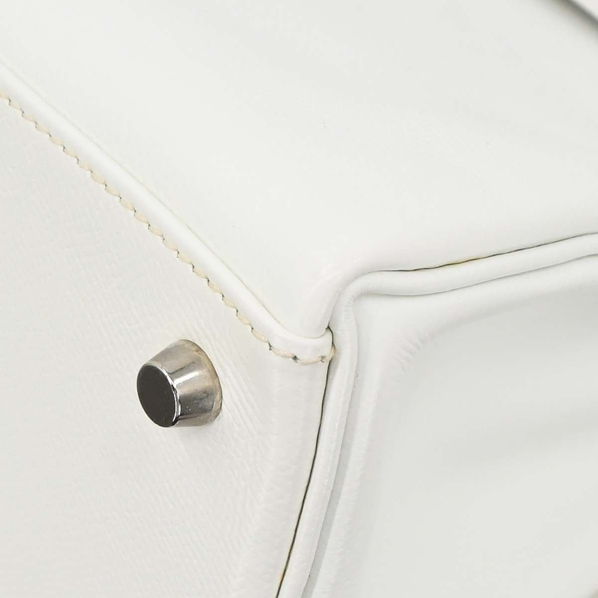 Hermes Kelly White Epsom With Palladium Hardware White Leather Handbag (Pre-Owned)