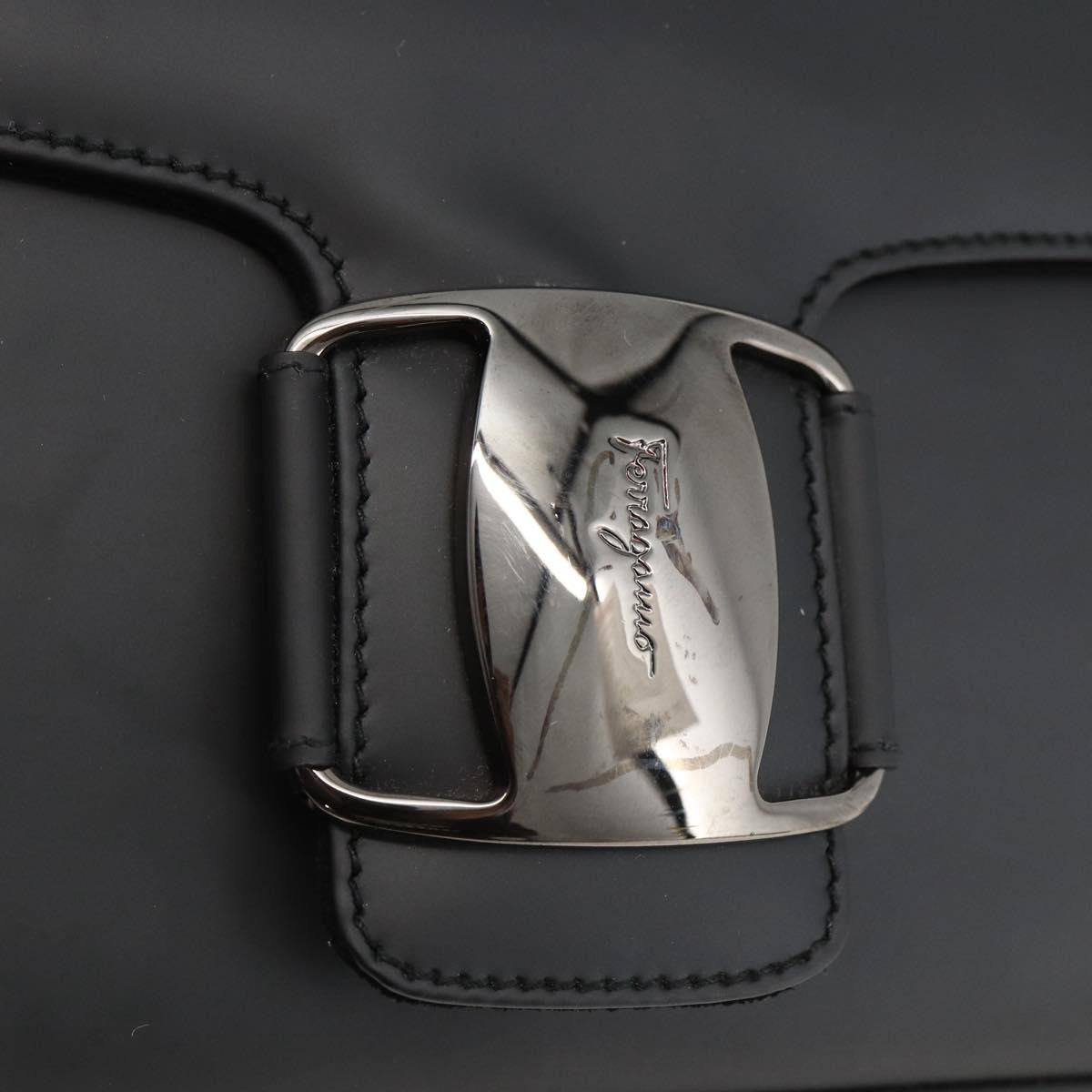 Salvatore Ferragamo Vala Canvas Black Canvas Shoulder Bag Bag (Pre-Owned)