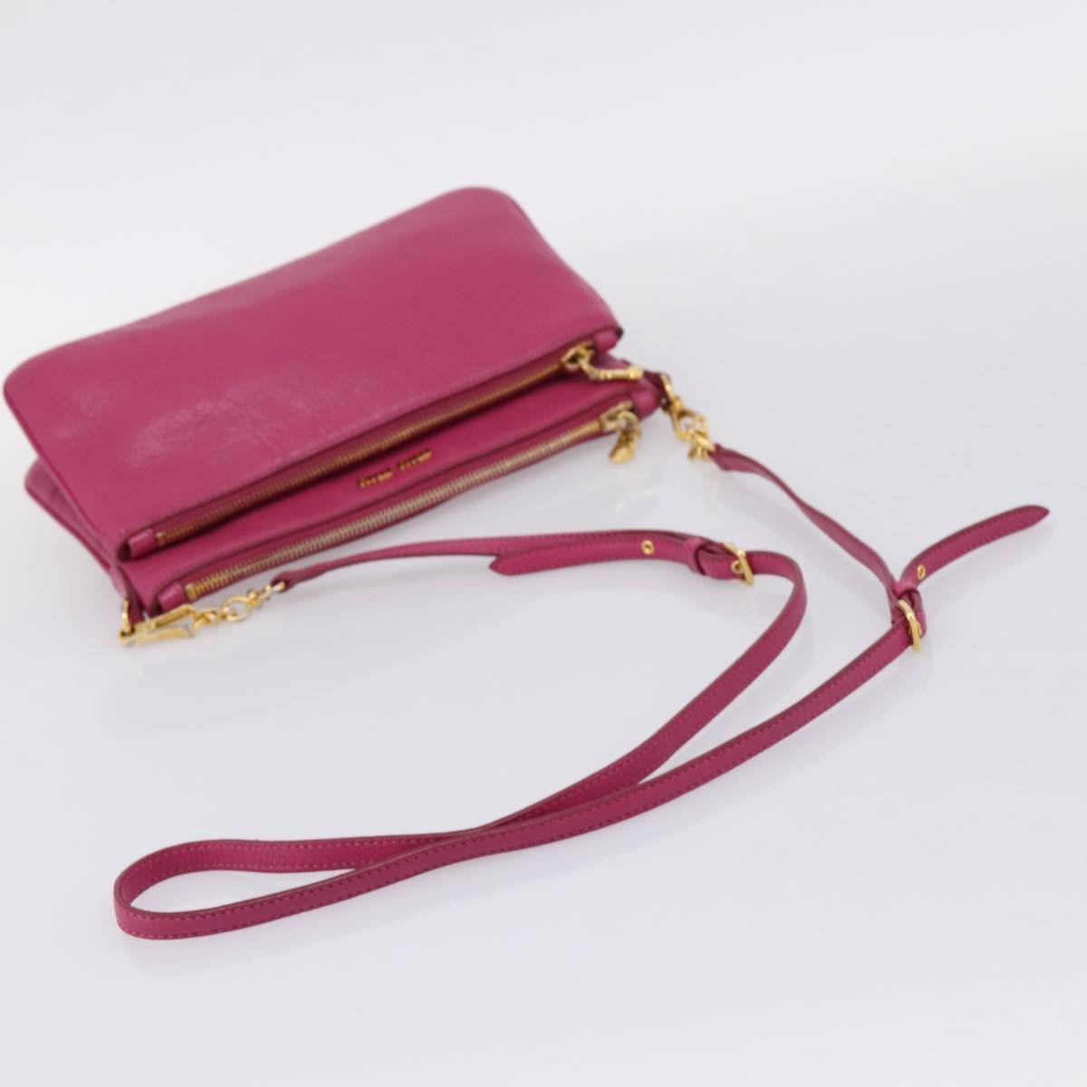 Miu Miu Madras Double Zip Leather Pink Leather Crossbody Bag Bag (Pre-Owned)